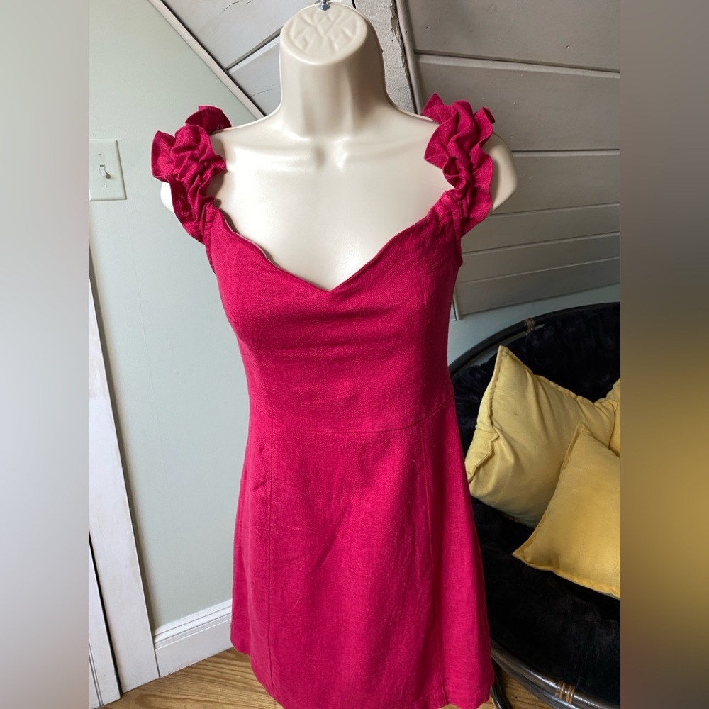 Abercrombie & Fitch Linen Blend Minidress Size S Fuchsia Pink - Picture 12 of 12